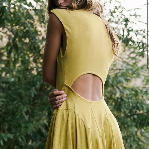Ryo Free People Drop Waist Maxi Dress - In Dried Palm- XS - Brand New - Picture 4 of 4